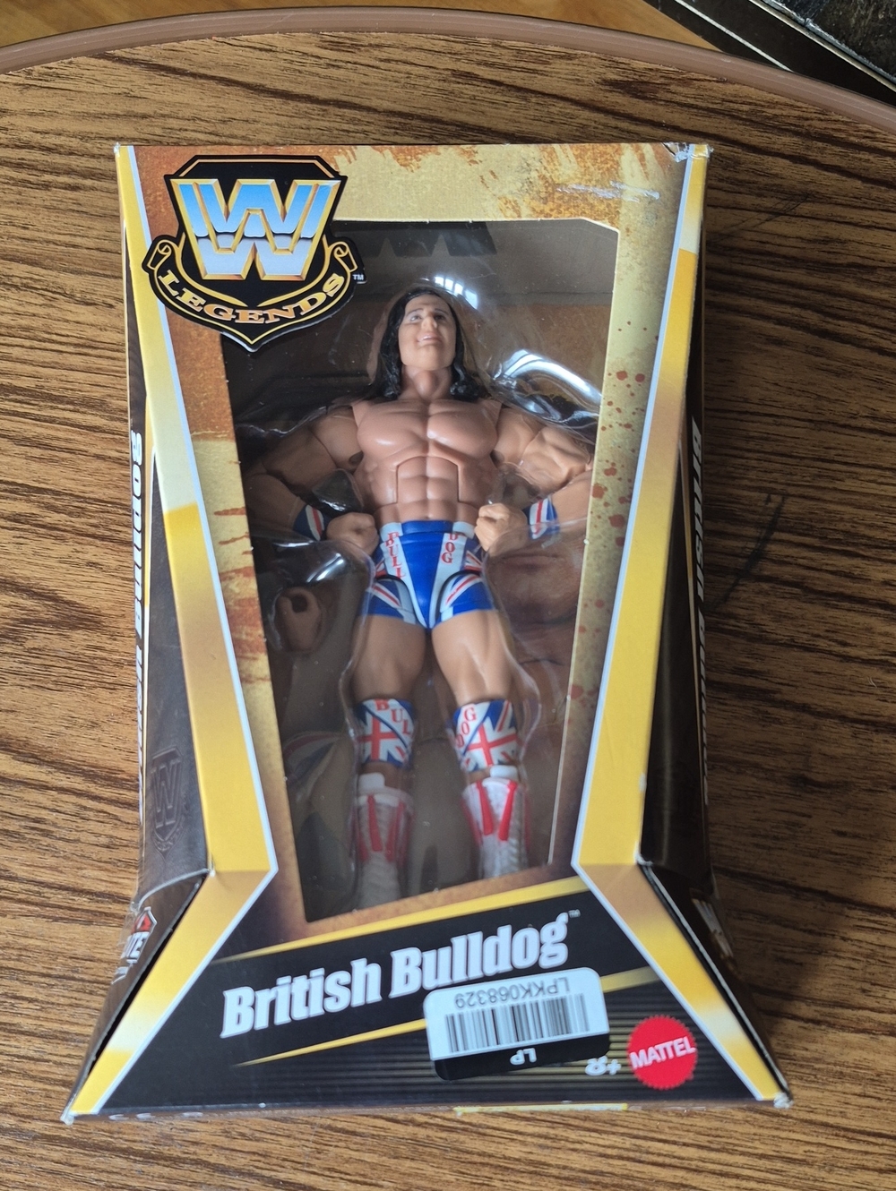 New  In Box WWE Legends British Bulldog Action Figure - Blue & White Gear